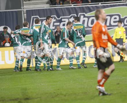 Fussball. Tipp3-Bundesliga. SK Austria Kelag Kaernten  gegen Rapid Wien. Torjubel  (Rapid). Klagenfurt, 4.11.2008. 
Copyright Kuess

---
pressefotos, pressefotografie, kuess, qs, qspictures, sport, bild, bilder, bilddatenbank