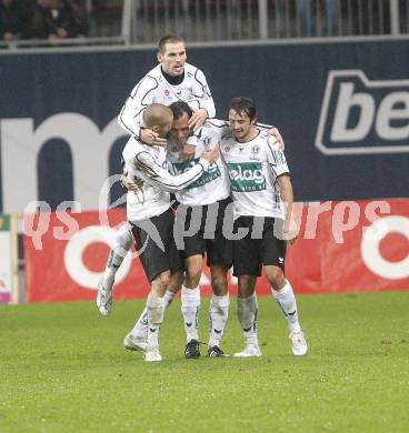 Fussball. Tipp3-Bundesliga. SK Austria Kelag Kaernten  gegen Rapid Wien. Torjubel (Austria Kaernten). Klagenfurt, 4.11.2008. 
Copyright Kuess

---
pressefotos, pressefotografie, kuess, qs, qspictures, sport, bild, bilder, bilddatenbank