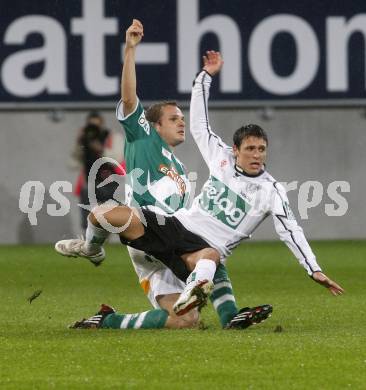 Fussball. Tipp3-Bundesliga. SK Austria Kelag Kaernten  gegen Rapid Wien. Zlatko Junuzovic (Austria Kaernten), Markus Heikkinen (Rapid). Klagenfurt, 4.11.2008. 
Copyright Kuess

---
pressefotos, pressefotografie, kuess, qs, qspictures, sport, bild, bilder, bilddatenbank