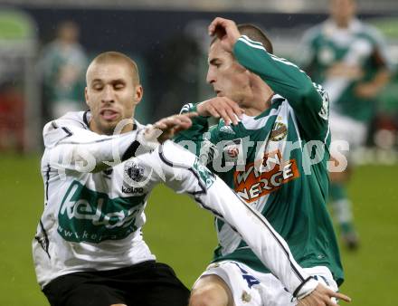 Fussball. Tipp3-Bundesliga. SK Austria Kelag Kaernten  gegen Rapid Wien. Patrick Wolf (Austria Kaernten), Stefan Kulovits (Rapid). Klagenfurt, 4.11.2008. 
Copyright Kuess

---
pressefotos, pressefotografie, kuess, qs, qspictures, sport, bild, bilder, bilddatenbank