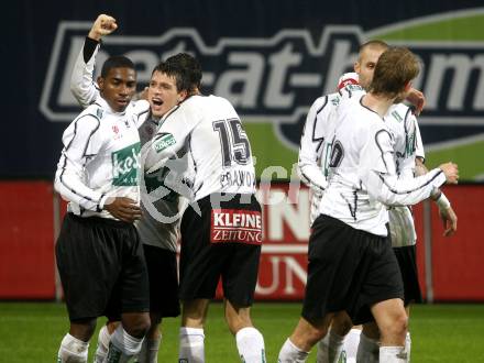 Fussball. Tipp3-Bundesliga. SK Austria Kelag Kaernten  gegen Rapid Wien. Torjubel (Austria Kaernten). Klagenfurt, 4.11.2008. 
Copyright Kuess

---
pressefotos, pressefotografie, kuess, qs, qspictures, sport, bild, bilder, bilddatenbank