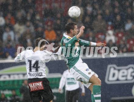 Fussball. Tipp3-Bundesliga. SK Austria Kelag Kaernten  gegen Rapid Wien. Manuel Ortlechner (Austria Kaernten), Stefan Maierhofer (Rapid). Klagenfurt, 4.11.2008. 
Copyright Kuess

---
pressefotos, pressefotografie, kuess, qs, qspictures, sport, bild, bilder, bilddatenbank