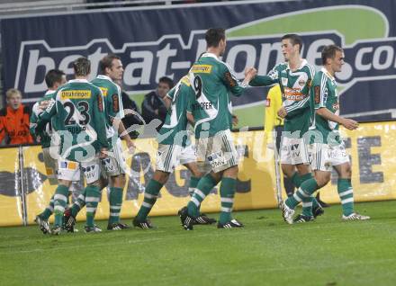 Fussball. Tipp3-Bundesliga. SK Austria Kelag Kaernten  gegen Rapid Wien. Torjubel  (Rapid). Klagenfurt, 4.11.2008. 
Copyright Kuess

---
pressefotos, pressefotografie, kuess, qs, qspictures, sport, bild, bilder, bilddatenbank