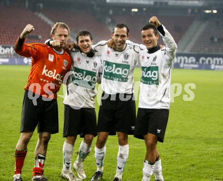 Fussball. Tipp3-Bundesliga. SK Austria Kelag Kaernten  gegen Rapid Wien. Andreas Schranz, Zlatko Junuzovic, Christian Prawda, Haris Bukva (Austria Kaernten). Klagenfurt, 4.11.2008. 
Copyright Kuess

---
pressefotos, pressefotografie, kuess, qs, qspictures, sport, bild, bilder, bilddatenbank