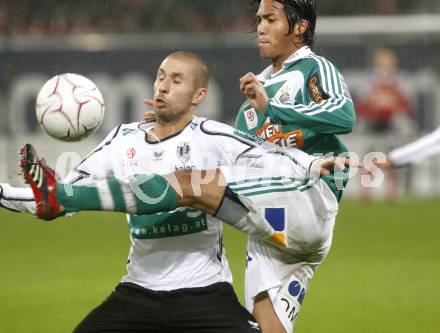 Fussball. Tipp3-Bundesliga. SK Austria Kelag Kaernten  gegen Rapid Wien. Patrick Wolf (Austria Kaernten), Stephan Palla (Rapid). Klagenfurt, 4.11.2008. 
Copyright Kuess

---
pressefotos, pressefotografie, kuess, qs, qspictures, sport, bild, bilder, bilddatenbank