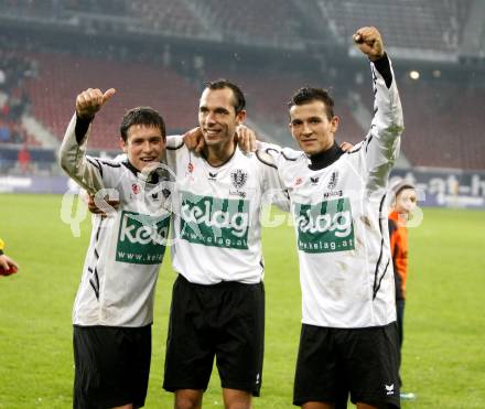 Fussball. Tipp3-Bundesliga. SK Austria Kelag Kaernten  gegen Rapid Wien. Zlatko Junuzovic, Christian Prawda, Haris Bukva (Austria Kaernten). Klagenfurt, 4.11.2008. 
Copyright Kuess

---
pressefotos, pressefotografie, kuess, qs, qspictures, sport, bild, bilder, bilddatenbank