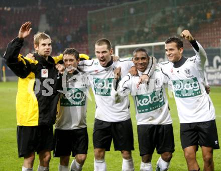 Fussball. Tipp3-Bundesliga. SK Austria Kelag Kaernten  gegen Rapid Wien. Manuel Weber, Zlatko Junuzovic, Oliver Pusztai, Sandro Jose Da Silva, Haris Bukva (Austria Kaernten). Klagenfurt, 4.11.2008. 
Copyright Kuess

---
pressefotos, pressefotografie, kuess, qs, qspictures, sport, bild, bilder, bilddatenbank