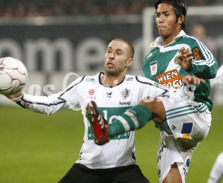 Fussball. Tipp3-Bundesliga. SK Austria Kelag Kaernten  gegen Rapid Wien. Patrick Wolf (Austria Kaernten), Stephan Palla (Rapid). Klagenfurt, 4.11.2008. 
Copyright Kuess

---
pressefotos, pressefotografie, kuess, qs, qspictures, sport, bild, bilder, bilddatenbank