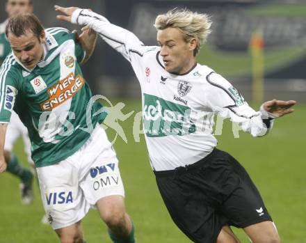 Fussball. Tipp3-Bundesliga. SK Austria Kelag Kaernten  gegen Rapid Wien. Gerhard Breitenberger (Austria Kaernten), Markus Heikkinen (Rapid). Klagenfurt, 4.11.2008. 
Copyright Kuess

---
pressefotos, pressefotografie, kuess, qs, qspictures, sport, bild, bilder, bilddatenbank