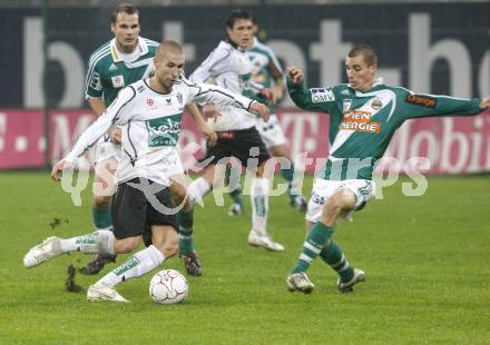 Fussball. Tipp3-Bundesliga. SK Austria Kelag Kaernten  gegen Rapid Wien. Patrick Wolf (Austria Kaernten), Stefan Kulovits (Rapid). Klagenfurt, 4.11.2008. 
Copyright Kuess

---
pressefotos, pressefotografie, kuess, qs, qspictures, sport, bild, bilder, bilddatenbank