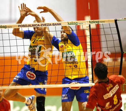 Volleyball. GM Capital Challenge Cup. SK Aich/Dob gegen Chenois Genève Volley (SUI). Martin Bencic, David Slatinsek (Aich). Prevalje 5.11.2008.
Copyright Kuess

---
pressefotos, pressefotografie, kuess, qs, qspictures, sport, bild, bilder, bilddatenbank