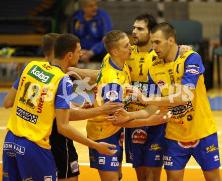 Volleyball. GM Capital Challenge Cup. SK Aich/Dob gegen Chenois Genève Volley (SUI). Jubel (Aich). Prevalje 5.11.2008.
Copyright Kuess

---
pressefotos, pressefotografie, kuess, qs, qspictures, sport, bild, bilder, bilddatenbank