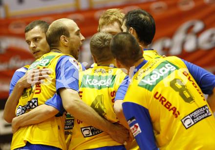 Volleyball. GM Capital Challenge Cup. SK Aich/Dob gegen Chenois Genève Volley (SUI). Jubel (Aich). Prevalje 5.11.2008.
Copyright Kuess

---
pressefotos, pressefotografie, kuess, qs, qspictures, sport, bild, bilder, bilddatenbank