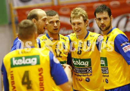 Volleyball. GM Capital Challenge Cup. SK Aich/Dob gegen Chenois Genève Volley (SUI). Jubel Martin Bencic, Bencz Milan, Shane Alexander, David Slatinsek (Aich). Prevalje 5.11.2008.
Copyright Kuess

---
pressefotos, pressefotografie, kuess, qs, qspictures, sport, bild, bilder, bilddatenbank