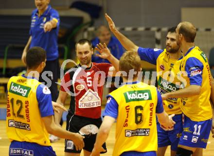 Volleyball. GM Capital Challenge Cup. SK Aich/Dob gegen Chenois Genève Volley (SUI). Jubel (Aich). Prevalje 5.11.2008.
Copyright Kuess

---
pressefotos, pressefotografie, kuess, qs, qspictures, sport, bild, bilder, bilddatenbank