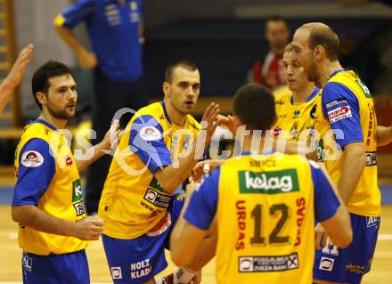 Volleyball. GM Capital Challenge Cup. SK Aich/Dob gegen Chenois Genève Volley (SUI). Jubel (Aich). Prevalje 5.11.2008.
Copyright Kuess

---
pressefotos, pressefotografie, kuess, qs, qspictures, sport, bild, bilder, bilddatenbank