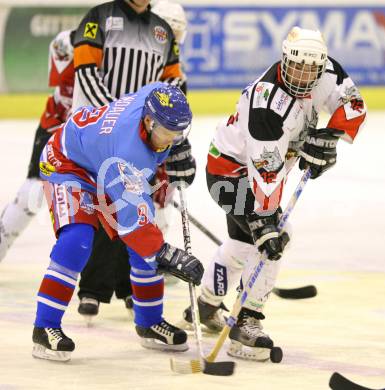 Eishockey Oberliga. Tarco Woelfe gegen ATSE Graz. Herbert Diamant (Tarco), Christian Widauer (Graz).
Klagenfurt, 8.11.2008
Foto: Nadja Kuess

---
pressefotos, pressefotografie, kuess, qs, qspictures, sport, bild, bilder, bilddatenbank