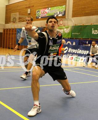 Badminton. Bundesliga. ASKOE Kelag Kaernten gegen UBC Wolfurt. Stiliyan Makarski, Michael Trojan (Kaernten). Klagenfurt, 8.11.2008.
Foto: Kuess
---
pressefotos, pressefotografie, kuess, qs, qspictures, sport, bild, bilder, bilddatenbank