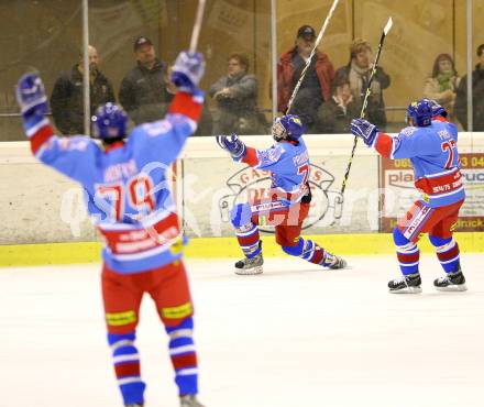 Eishockey Oberliga. Tarco Woelfe gegen ATSE Graz. Torjubel (Graz).
Klagenfurt, 8.11.2008
Foto: Nadja Kuess


---
pressefotos, pressefotografie, kuess, qs, qspictures, sport, bild, bilder, bilddatenbank