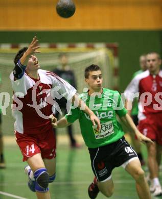 Handball Bundesliga. HCK59 gegen SVVW Klagenfurt. Benjamin Pippan (HCK), Peter Laggner (SVVW). Klagenfurt, am 8.11.2008.
Copyright Kuess

---
pressefotos, pressefotografie, kuess, qs, qspictures, sport, bild, bilder, bilddatenbank