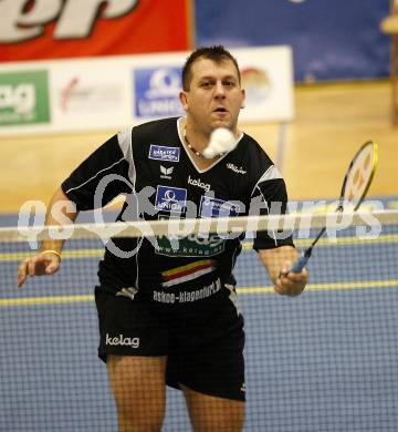 Badminton. Bundesliga. ASKOE Kelag Kaernten gegen UBC Wolfurt.  Peter Kreulitsch (Kaernten). Klagenfurt, 8.11.2008.
Foto: Kuess
---
pressefotos, pressefotografie, kuess, qs, qspictures, sport, bild, bilder, bilddatenbank