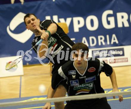 Badminton. Bundesliga. ASKOE Kelag Kaernten gegen UBC Wolfurt. Vladimir Metodiev, Peter Kreulitsch (Kaernten). Klagenfurt, 8.11.2008.
Foto: Kuess
---
pressefotos, pressefotografie, kuess, qs, qspictures, sport, bild, bilder, bilddatenbank