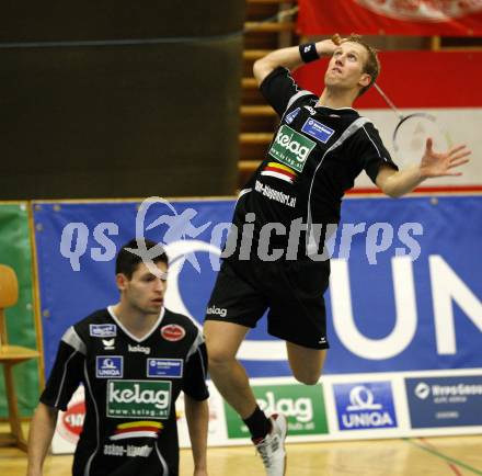 Badminton. Bundesliga. ASKOE Kelag Kaernten gegen UBC Wolfurt. Stiliyan Makarski, Michael Trojan (Kaernten). Klagenfurt, 8.11.2008.
Foto: Kuess
---
pressefotos, pressefotografie, kuess, qs, qspictures, sport, bild, bilder, bilddatenbank