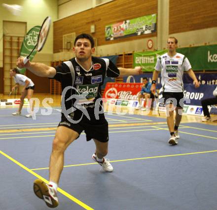 Badminton. Bundesliga. ASKOE Kelag Kaernten gegen UBC Wolfurt. Stiliyan Makarski, Michael Trojan (Kaernten). Klagenfurt, 8.11.2008.
Foto: Kuess
---
pressefotos, pressefotografie, kuess, qs, qspictures, sport, bild, bilder, bilddatenbank