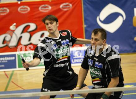 Badminton. Bundesliga. ASKOE Kelag Kaernten gegen UBC Wolfurt. Vladimir Metodiev, Peter Kreulitsch (Kaernten). Klagenfurt, 8.11.2008.
Foto: Kuess
---
pressefotos, pressefotografie, kuess, qs, qspictures, sport, bild, bilder, bilddatenbank