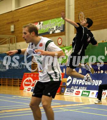 Badminton. Bundesliga. ASKOE Kelag Kaernten gegen UBC Wolfurt. Stiliyan Makarski, Michael Trojan (Kaernten). Klagenfurt, 8.11.2008.
Foto: Kuess
---
pressefotos, pressefotografie, kuess, qs, qspictures, sport, bild, bilder, bilddatenbank