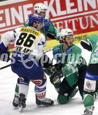 EBEL. Eishockey Bundesliga. EC Pasut VSV gegen HDD TILIA Olimpija Ljubljana (Laibach). FERLAND Jonathan (VSV), PAVLIN Ziga (Ljubljana). Villach, am 11.11.2008.
Foto: Kuess 

---
pressefotos, pressefotografie, kuess, qs, qspictures, sport, bild, bilder, bilddatenbank