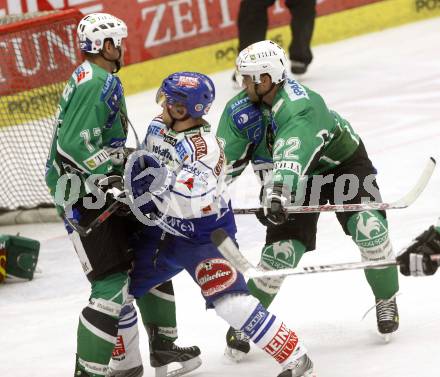 EBEL. Eishockey Bundesliga. EC Pasut VSV gegen HDD TILIA Olimpija Ljubljana (Laibach). KASPITZ Roland (VSV), ZUPANCIC Nik, KUZNIK Greg (Ljubljana). Villach, am 11.11.2008.
Foto: Kuess 

---
pressefotos, pressefotografie, kuess, qs, qspictures, sport, bild, bilder, bilddatenbank