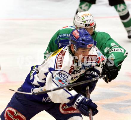 EBEL. Eishockey Bundesliga. EC Pasut VSV gegen HDD TILIA Olimpija Ljubljana (Laibach). FERLAND Jonathan (VSV), PAVLIN Ziga (Ljubljana). Villach, am 11.11.2008.
Foto: Nadja Kuess

---
pressefotos, pressefotografie, kuess, qs, qspictures, sport, bild, bilder, bilddatenbank