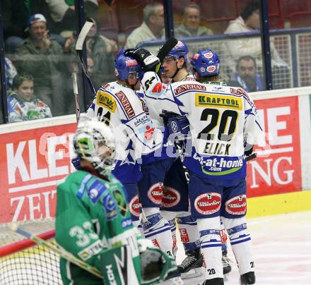 EBEL. Eishockey Bundesliga. EC Pasut VSV gegen HDD TILIA Olimpija Ljubljana (Laibach). Torjubel (VSV). Villach, am 11.11.2008.
Foto: Nadja Kuess

---
pressefotos, pressefotografie, kuess, qs, qspictures, sport, bild, bilder, bilddatenbank