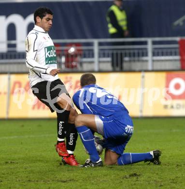 Fussball. Tipp3-Bundesliga. SK Austria Kelag Kaernten  gegen Cashpoint SCR Altach. Rocha Sobrinho Filho Adi (Austria Kaernten), Michl Andreas (Altach). Klagenfurt, 12.11.2008. 
Copyright Kuess

---
pressefotos, pressefotografie, kuess, qs, qspictures, sport, bild, bilder, bilddatenbank