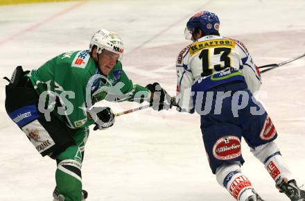 EBEL. Eishockey Bundesliga. EC Pasut VSV gegen HDD TILIA Olimpija Ljubljana (Laibach). Benjamin Petrik (VSV), Tomaz Vnuk (Ljubljana). Villach, am 11.11.2008.
Foto: Nadja Kuess
---
pressefotos, pressefotografie, kuess, qs, qspictures, sport, bild, bilder, bilddatenbank