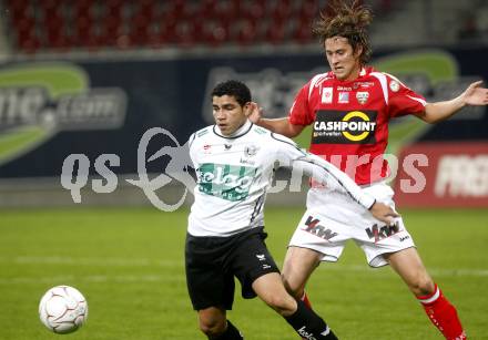 Fussball. Tipp3-Bundesliga. SK Austria Kelag Kaernten  gegen Cashpoint SCR Altach. Rocha Sobrinho Filho Adi (Austria Kaernten), Pircher Patrick (Altach). Klagenfurt, 12.11.2008. 
Copyright Kuess

---
pressefotos, pressefotografie, kuess, qs, qspictures, sport, bild, bilder, bilddatenbank