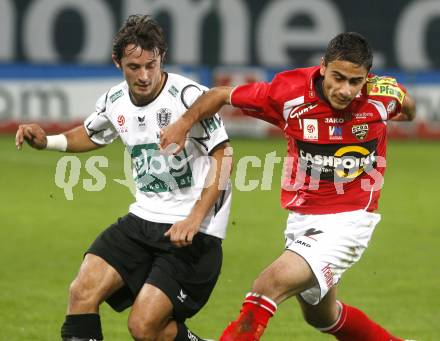 Fussball. Tipp3-Bundesliga. SK Austria Kelag Kaernten  gegen Cashpoint SCR Altach. Juergen Pichorner (Austria Kaernten), Karatay Dursun (Altach). Klagenfurt, 12.11.2008. 
Copyright Kuess

---
pressefotos, pressefotografie, kuess, qs, qspictures, sport, bild, bilder, bilddatenbank