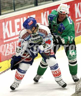 EBEL. Eishockey Bundesliga. EC Pasut VSV gegen HDD TILIA Olimpija Ljubljana (Laibach). Jonathan Ferland (VSV), Todd Elik (Ljubljana). Villach, am 11.11.2008.
Foto: Nadja Kuess
---
pressefotos, pressefotografie, kuess, qs, qspictures, sport, bild, bilder, bilddatenbank