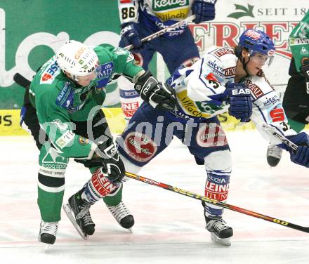 EBEL. Eishockey Bundesliga. EC Pasut VSV gegen HDD TILIA Olimpija Ljubljana (Laibach). Andreas Kristler (VSV), Bostjan Groznik (Ljubljana). Villach, am 11.11.2008.
Foto: Nadja Kuess

---
pressefotos, pressefotografie, kuess, qs, qspictures, sport, bild, bilder, bilddatenbank