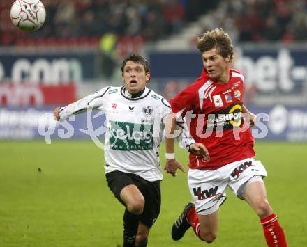 Fussball. Tipp3-Bundesliga. SK Austria Kelag Kaernten  gegen Cashpoint SCR Altach. Zlatko Junuzovic (Austria Kaernten), Kling Stephan (Altach). Klagenfurt, 12.11.2008. 
Copyright Kuess

---
pressefotos, pressefotografie, kuess, qs, qspictures, sport, bild, bilder, bilddatenbank