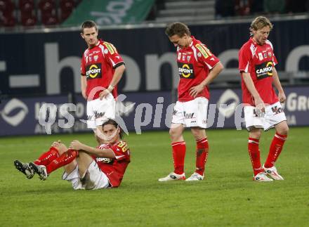 Fussball. Tipp3-Bundesliga. SK Austria Kelag Kaernten  gegen Cashpoint SCR Altach. Enttaeuschung bei Altach. Klagenfurt, 12.11.2008. 
Copyright Kuess

---
pressefotos, pressefotografie, kuess, qs, qspictures, sport, bild, bilder, bilddatenbank