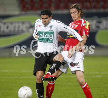 Fussball. Tipp3-Bundesliga. SK Austria Kelag Kaernten  gegen Cashpoint SCR Altach. Rocha Sobrinho Filho Adi (Austria Kaernten), Pircher Patrick (Altach). Klagenfurt, 12.11.2008. 
Copyright Kuess

---
pressefotos, pressefotografie, kuess, qs, qspictures, sport, bild, bilder, bilddatenbank