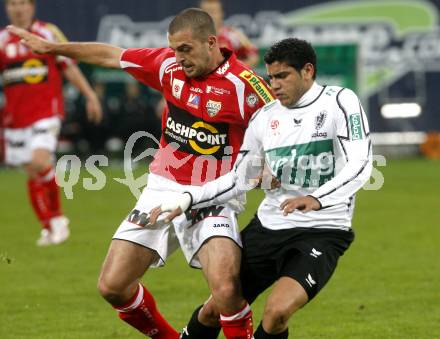 Fussball. Tipp3-Bundesliga. SK Austria Kelag Kaernten  gegen Cashpoint SCR Altach. Rocha Sobrinho Filho Adi  (Austria Kaernten), Moedim Junior Jose Elias (Altach). Klagenfurt, 12.11.2008. 
Copyright Kuess

---
pressefotos, pressefotografie, kuess, qs, qspictures, sport, bild, bilder, bilddatenbank