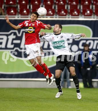 Fussball. Tipp3-Bundesliga. SK Austria Kelag Kaernten  gegen Cashpoint SCR Altach. Oliver Pusztai (Austria Kaernten), Karatay Dursun (Altach). Klagenfurt, 12.11.2008. 
Copyright Kuess

---
pressefotos, pressefotografie, kuess, qs, qspictures, sport, bild, bilder, bilddatenbank