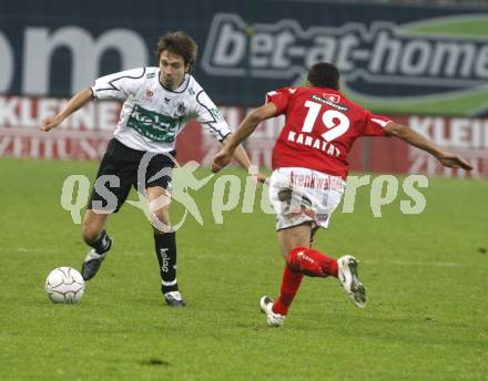 Fussball. Tipp3-Bundesliga. SK Austria Kelag Kaernten  gegen Cashpoint SCR Altach. Wolfgang Bubenik (Austria Kaernten), Dursun Karatay (Altach). Klagenfurt, 12.11.2008. 
Copyright Kuess

---
pressefotos, pressefotografie, kuess, qs, qspictures, sport, bild, bilder, bilddatenbank