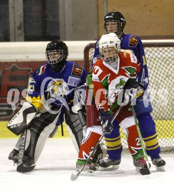 Dameneishockey. DEBL. DEC Dragons Klagenfurt gegen Gipsy Girls Villach. Stubner Sabrina (Dragons),  Mosser Sabrina, Anja Jersin (Gipsy Girls). Klagenfurt, 11.11.2008.
Foto: Kuess
---
pressefotos, pressefotografie, kuess, qs, qspictures, sport, bild, bilder, bilddatenbank