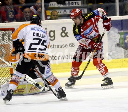 EBEL. Eishockey Bundesliga. KAC gegen  EC GRAZ 99ers. Jeff Shantz,  (KAC), CULLEN David (Graz). Klagenfurt, am 16.11.2008.
Foto: Kuess 

---
pressefotos, pressefotografie, kuess, qs, qspictures, sport, bild, bilder, bilddatenbank