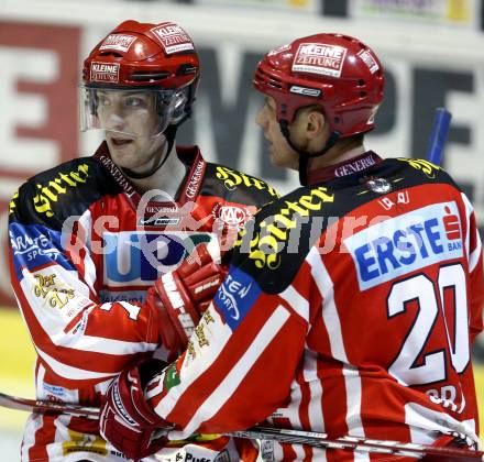 EBEL. Eishockey Bundesliga. KAC gegen  EC GRAZ 99ers. Jubel RATZ Herbert, CRAIG Michael (KAC). Klagenfurt, am 16.11.2008.
Foto: Kuess 

---
pressefotos, pressefotografie, kuess, qs, qspictures, sport, bild, bilder, bilddatenbank