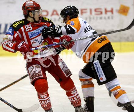 EBEL. Eishockey Bundesliga. KAC gegen  EC GRAZ 99ers. HERBURGER Raphael (KAC), KLIMBACHER Sven (Graz). Klagenfurt, am 16.11.2008.
Foto: Kuess 

---
pressefotos, pressefotografie, kuess, qs, qspictures, sport, bild, bilder, bilddatenbank